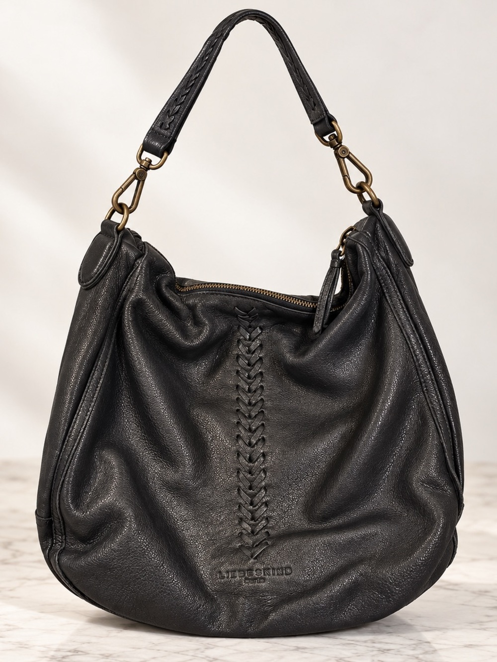 Liebeskind Black Braided-Accent Shoulder Bag